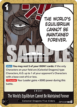 The World's Equilibrium Cannot Be Maintained Forever (OP13-097)